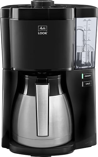 Melitta Look Therm - Macchina da caffè con filtro, con caraffa termica e serbatoio dell'acqua rimovibile, fino a 10 tazze di caffè, colore: nero