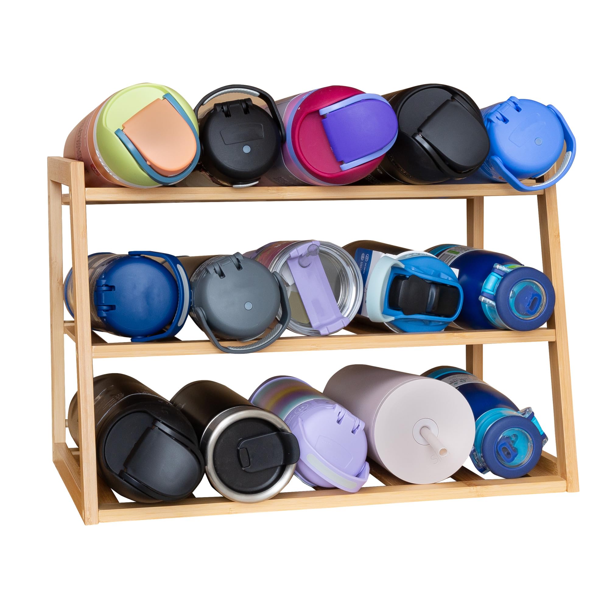 Honey-Can-Do KCH-09857 Organizer Per Bottiglie In Bambù 3 Livelli - Scaffale Per Dispensa E Cucina, Naturale