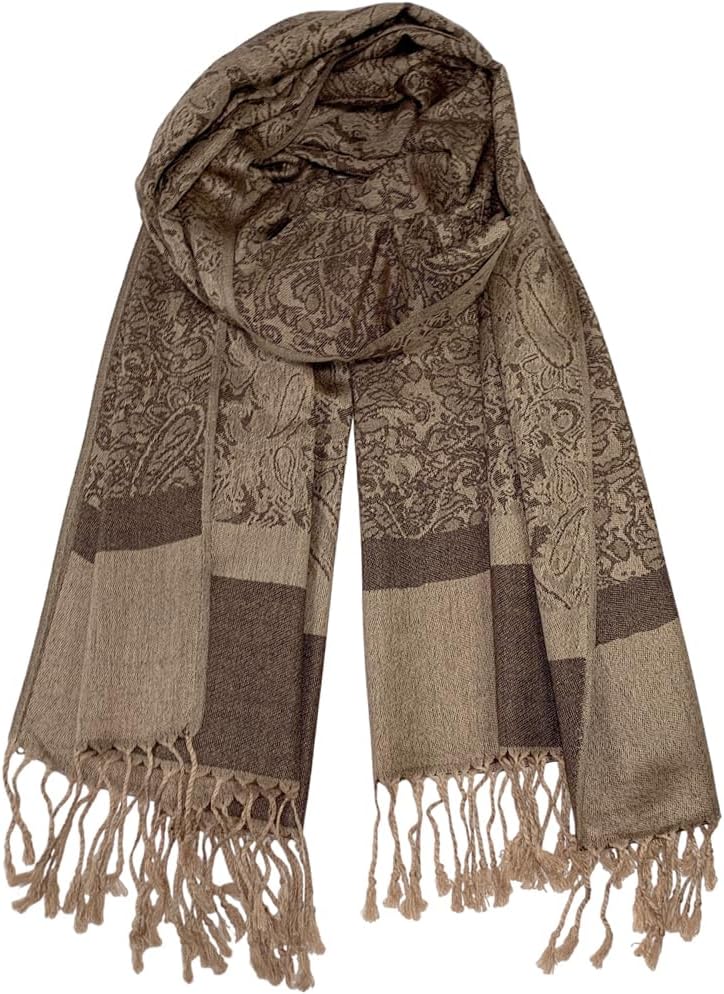 Pashmina Shawls and Wraps w/Fringe Two Tone Vintage Jacquard Paisley Rave Scarf for Weddings Festival