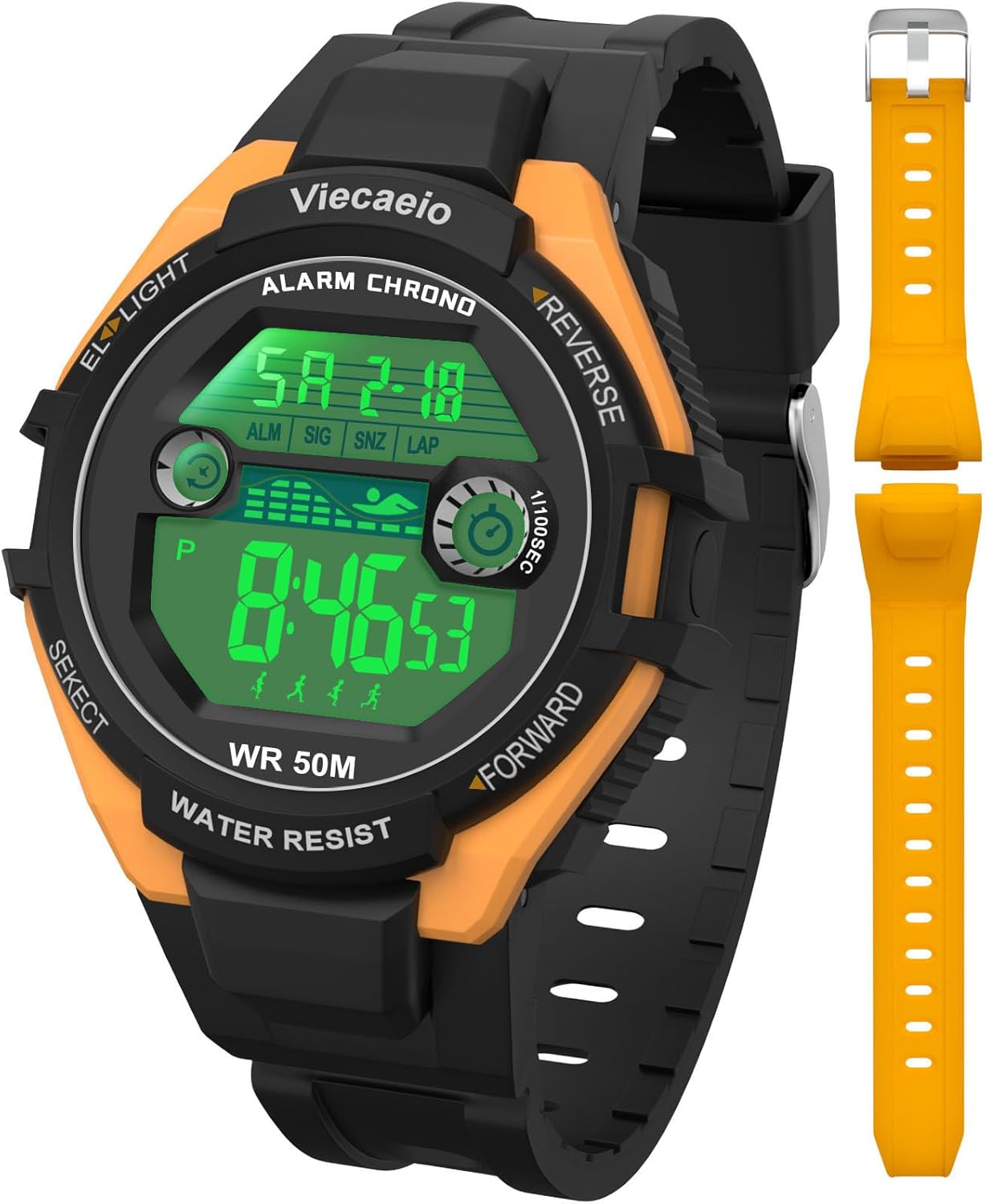 Kids Digital Watch for Boys Girls,2 Interchangeable Silicone Straps, 50M Waterproof & Shockproof Sports Watch with 7-Color LED Backlight, Alarm, Stopwatch, Calendar (Ages 5-18) - Image 9