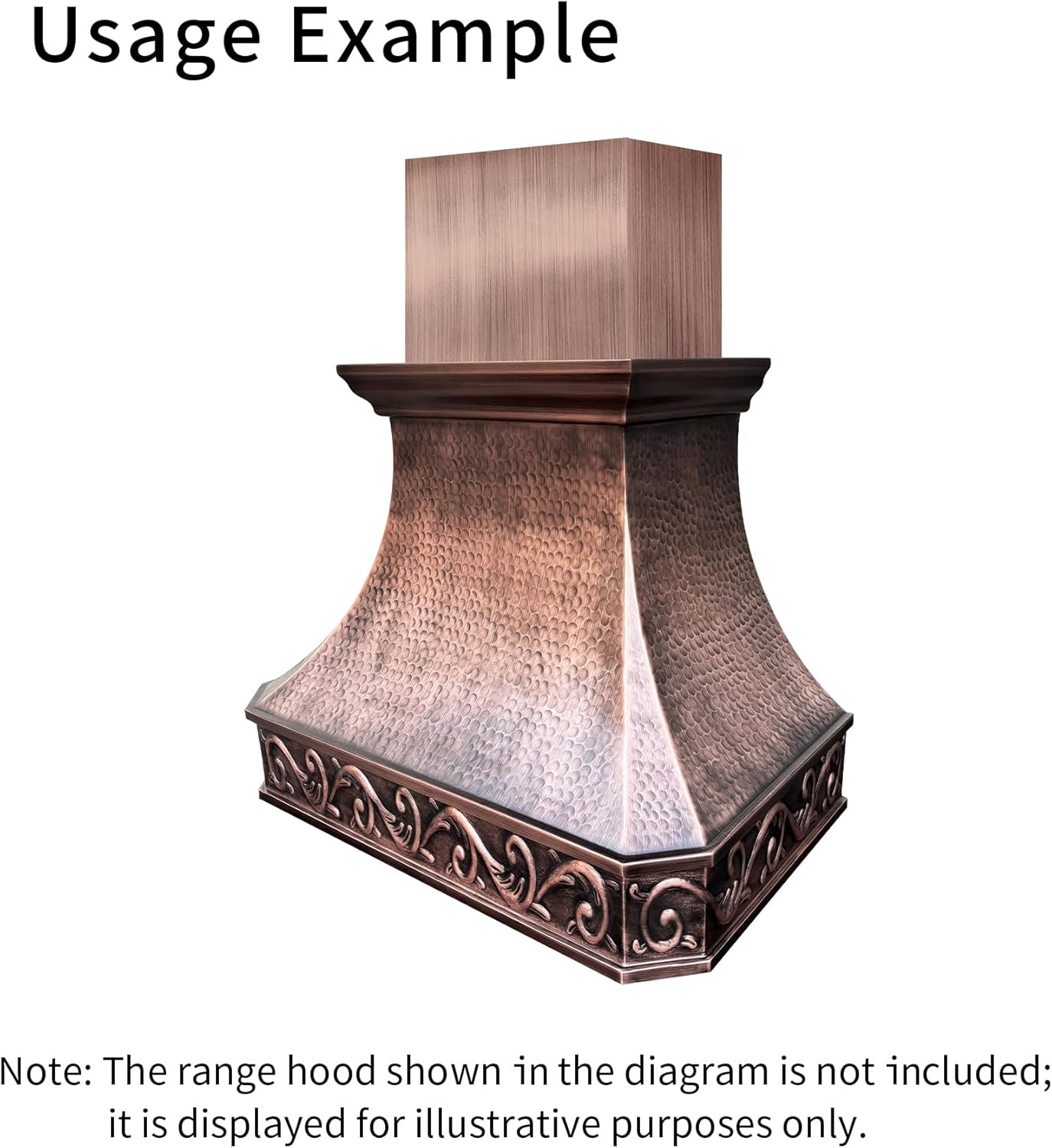 SINDA 13 Inches Copper Range Hood Ventilation Duct Cover Antique Copper Smooth Texture