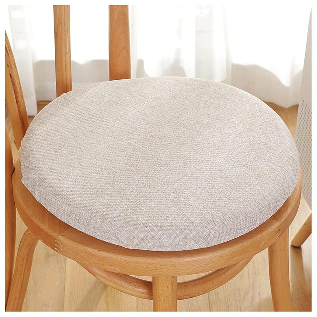 GHJL Round Chair Pad, Removable Seat Cushion Soft Comfortable Stool Seat Cushion with Memory Foam for Home Office (Color : Khaki Cherry, Size : 45cm/17.7in)