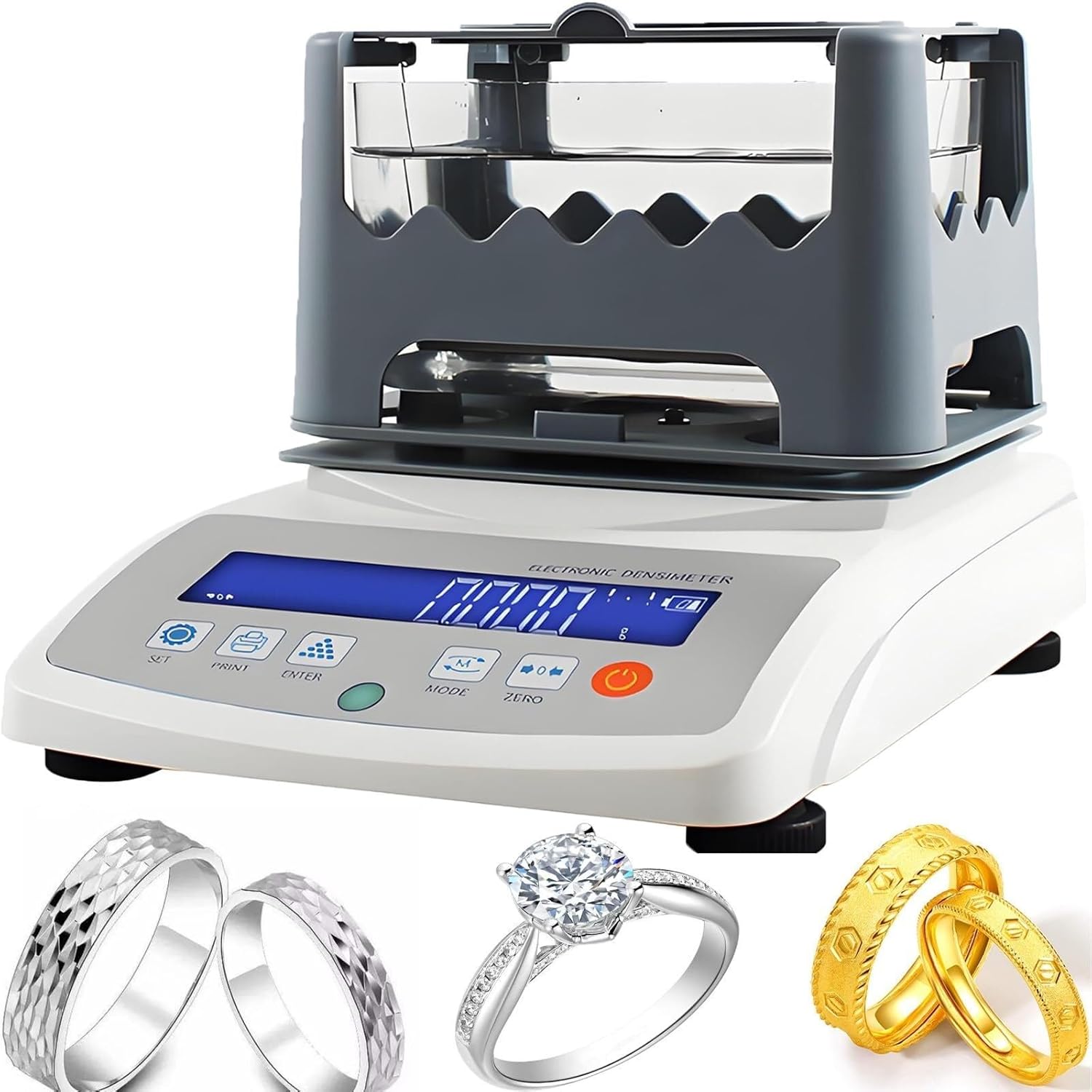Digital Electronic Gold Tester Machine Precision Density Analyzer Non Destructive for Gold Jewelry LCD Instant Read(300/0.005g)