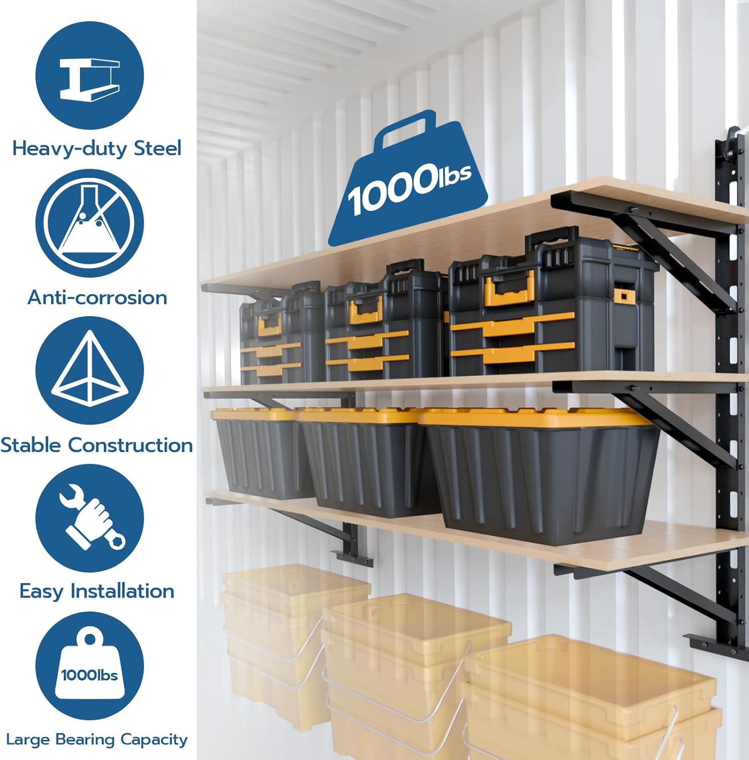 2 Pcs Shipping Container Shelving Bracket, Shipping Container Accessories, Heavy Duty Steel Adjustable Shelf Brackets for Containers Warehouse Garage, 22"(D) x 46.5"(H)