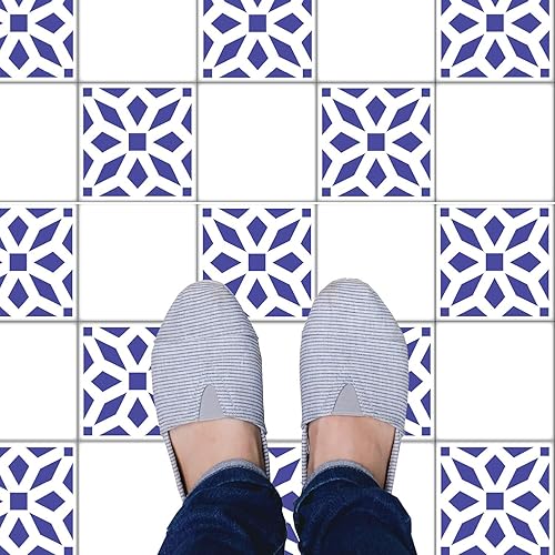 Vista 37 de Paquete de 4 plantillas de azulejos (4 x 4 pulgadas), patrón mexicano, plantillas reutilizables para pintar suelos/paredes/muebles, se adapta a