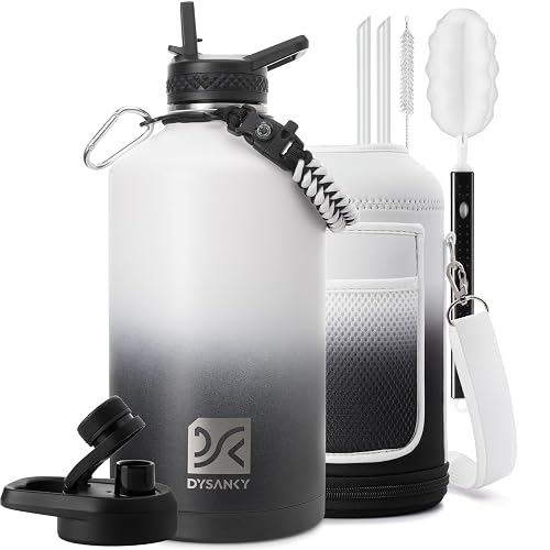 DYSANKY 1 Gallon Insulated Water Bottle | Upgraded Thickened Stainless Steel Metal Portable Sports Large Water Jug for Gym and Hiking with Carrier Bag, Handle Strap | BPA-Free 128 oz