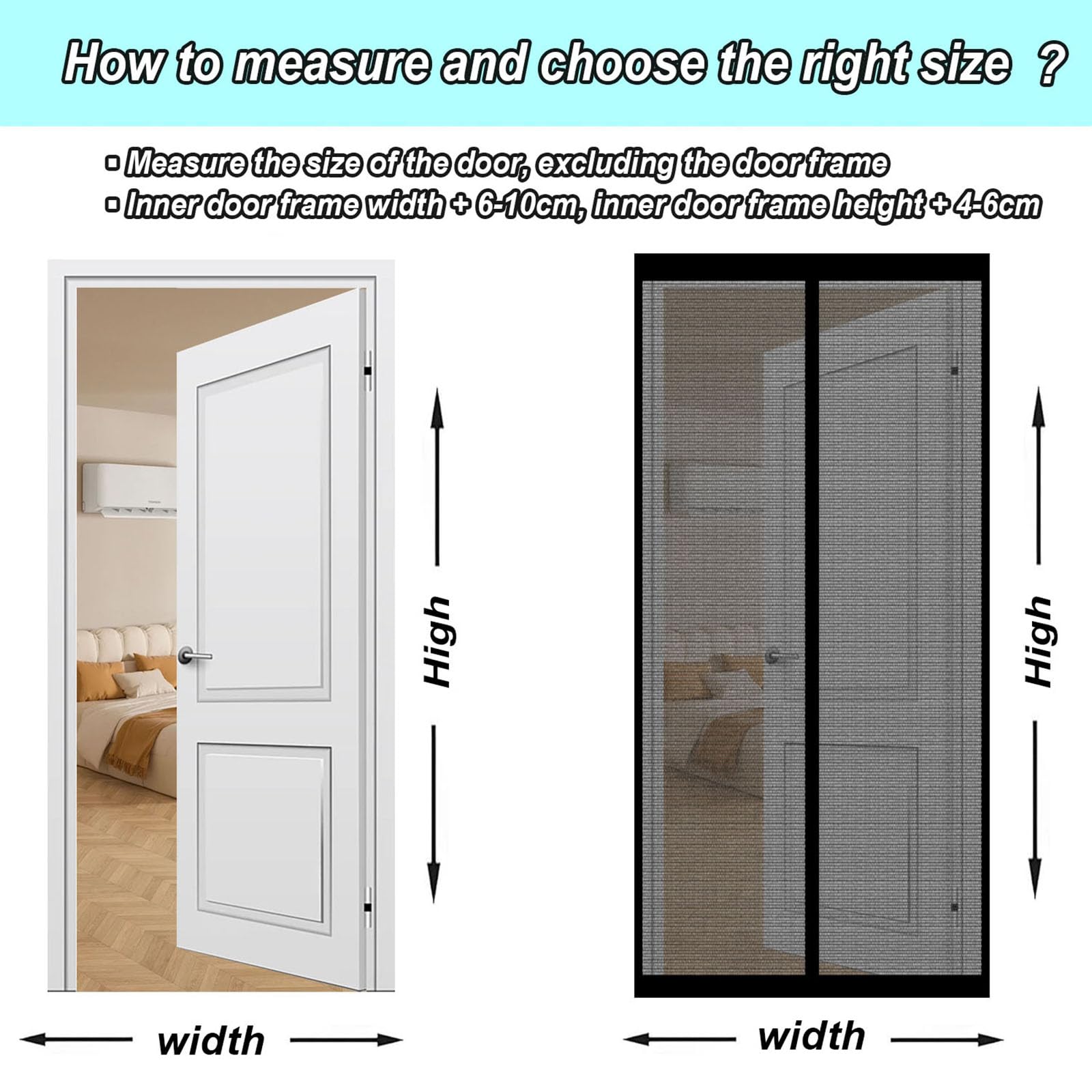 Zanzariera Magnetica per Porte 128 x 230 cm Non È Necessario Praticare Fori Chiude da Sola Tenda Porta Finestra Tenda Magnetica Zanzariera per Terrazza Porte e Finestre, Nero