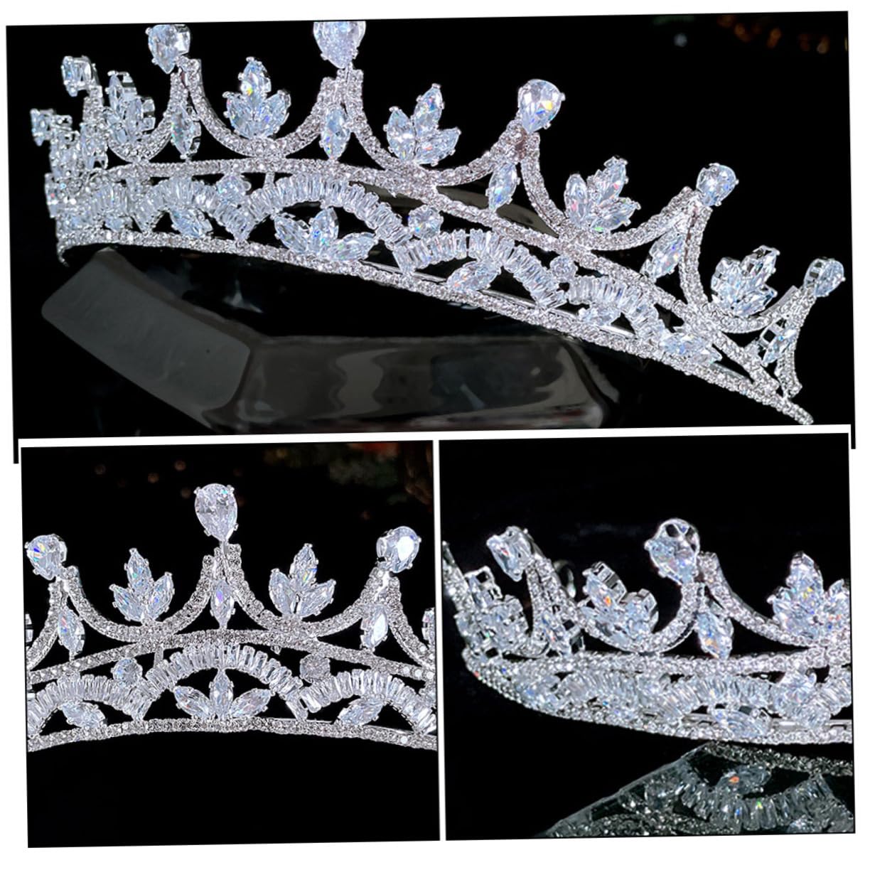 Tocado de Circonita para Novia, Adorno Elegante de Boda en Plata