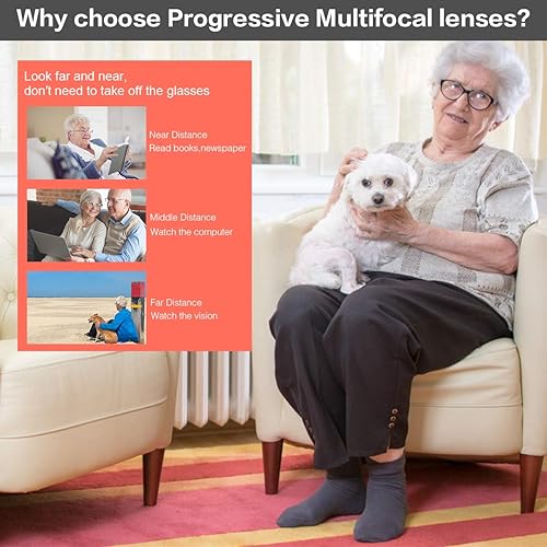 Miniatura 8 de Gafas de lectura multifocales progresivas, sin línea, multifoco, bloqueo de luz azul, lectores de computadora, gafas antirreflejos