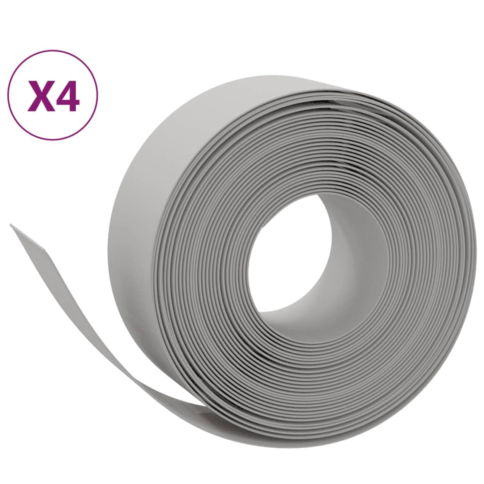 Rasenkanten 4 STK. Grau 10 m 20 cm Polyethylen Beetumrandung Kunststoff Garten Beeteinfassung