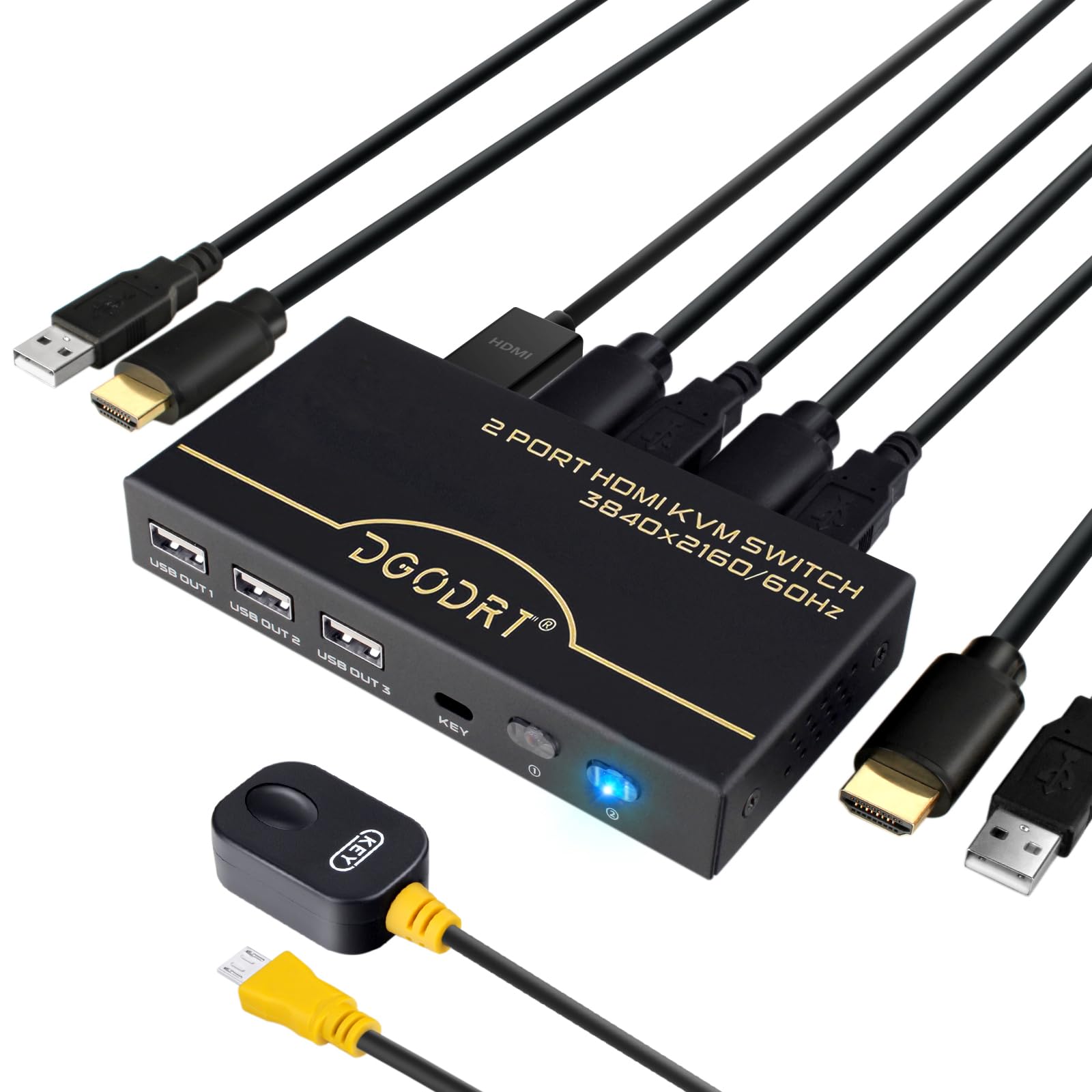 HDMI KVM Switch 2 Port, 4K@60Hz HDMI USB Switcher UHD YUV4:4:4 for 2 PC Share 1 Monitor Keyboard Mouse Printer, with Desktop Controller & 2 HDMI Cable & 2 USB Cable-image-33