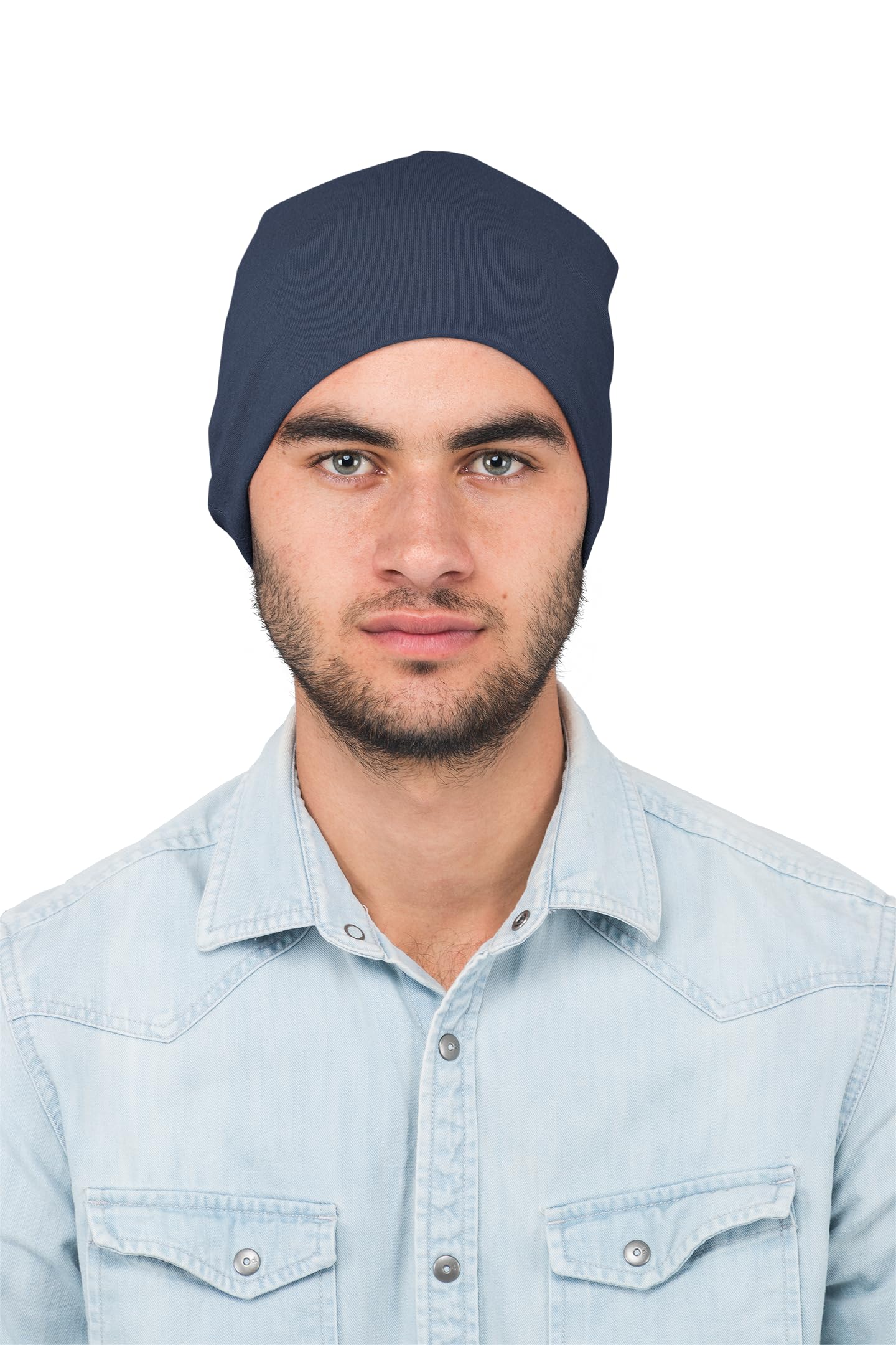 PrimeBox Unisex Skull Cap for Bikers & Cycling - Cotton Head Cap, Helmet Inner Cover for Men Women - Pack of 3 (Black, Blue, Dark Grey) 2