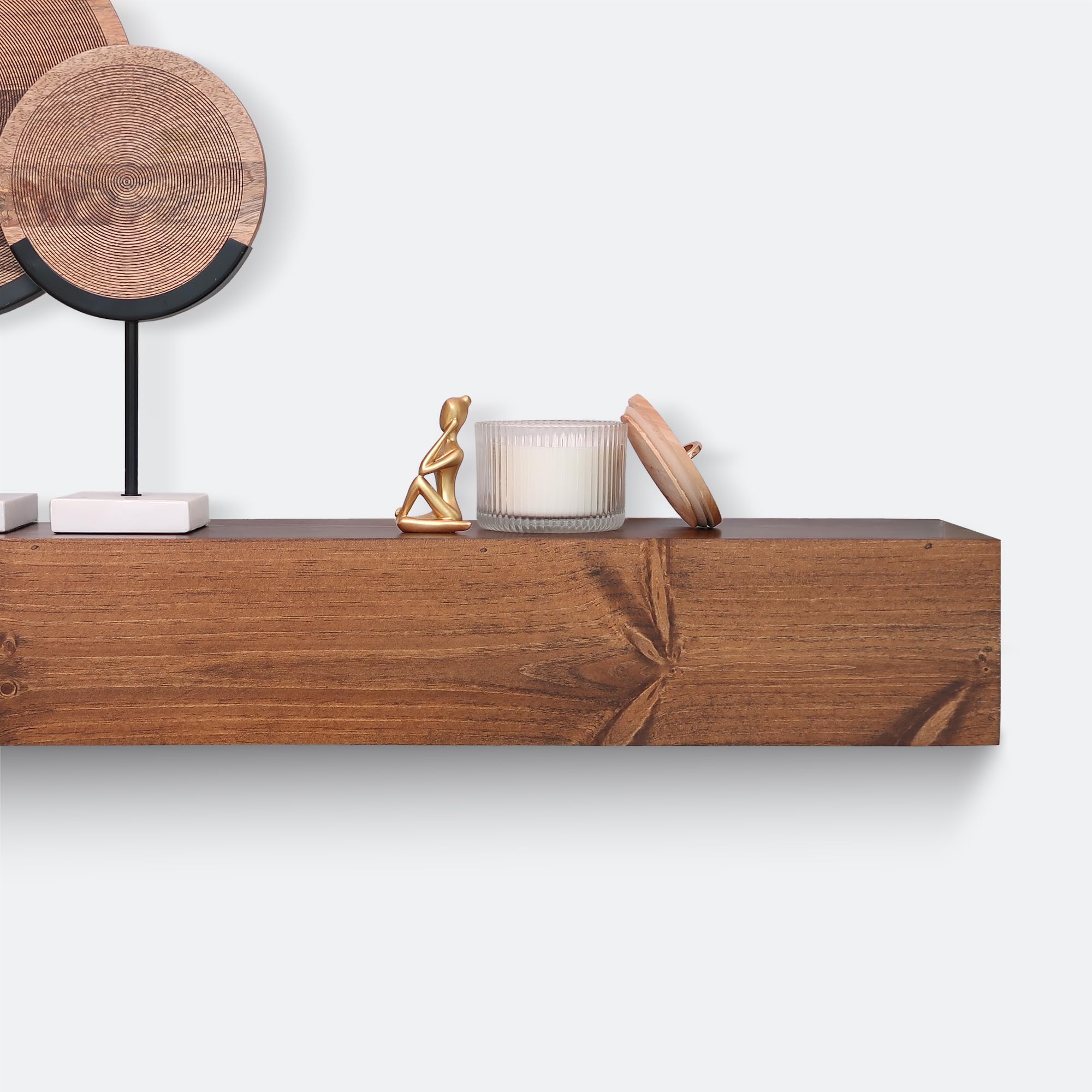 Urbandi Modern Fireplace Mantel, Contemporary, Floating Mantle, Shelf, Hand Crafted, (Provincial, 48Lx6Hx8D)