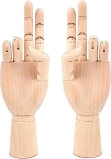 Framendino, 2 Pack 10" Wood Hand Model Wooden Right Left Artist Mannequin for Home Decoration