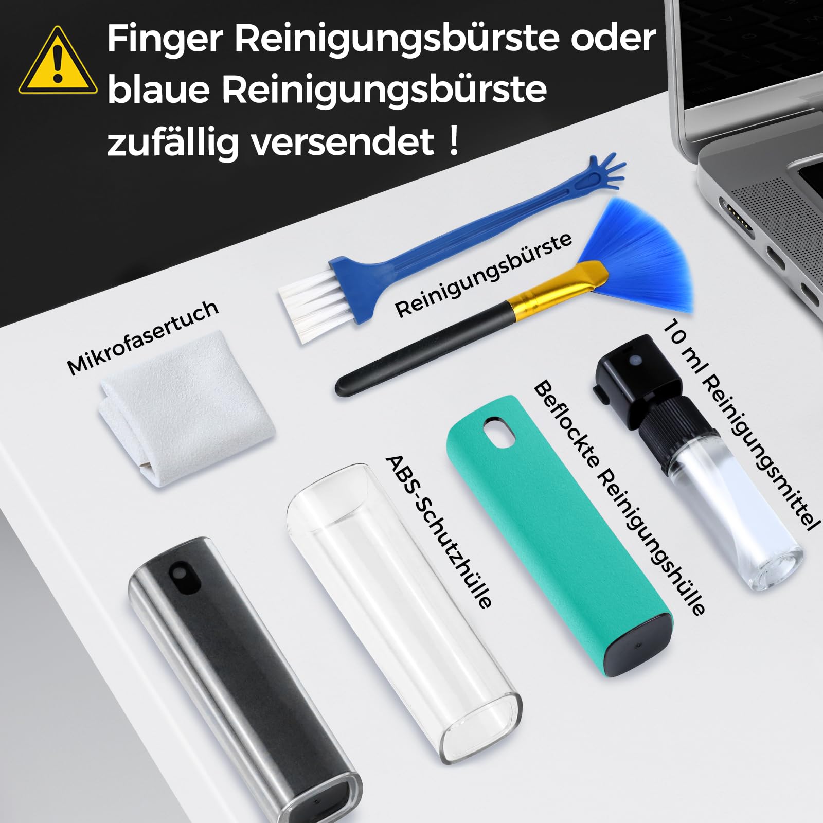 Electronics, spray per la pulizia dello schermo touchscreen, per computer, telefono, laptop, obiettivo, TV, PC, auto, schermo con spazzola e panno in microfibra, confezione da 2 (grigio