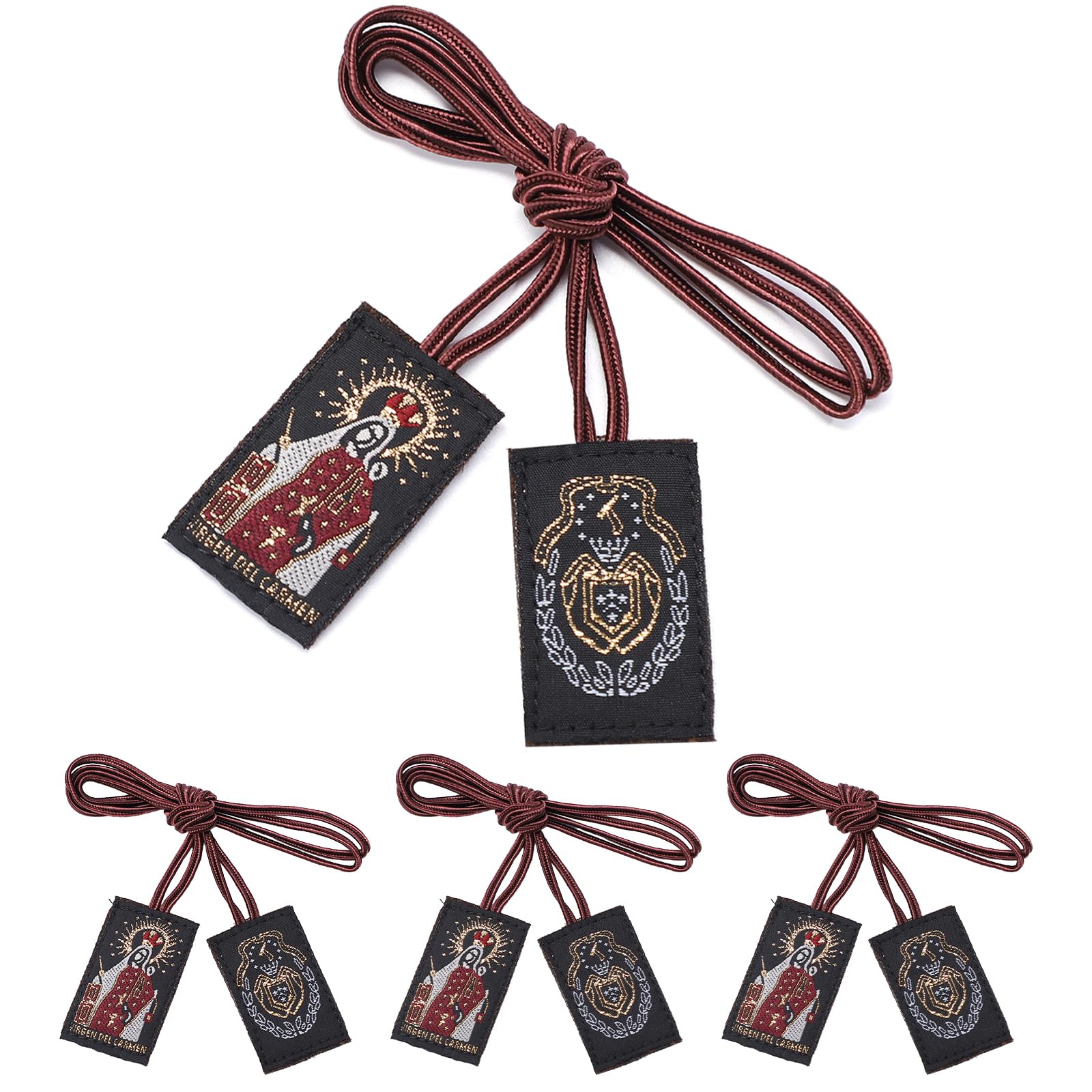 TALPGODEscapularios Catolicos,3 Pack Escapulario de la Virgen del Carmen,Handmade Brown Scapular of Our Lady of Mount Carmel,Scapulars Catholic Regalos Católicos Para Mujer, Brown, M