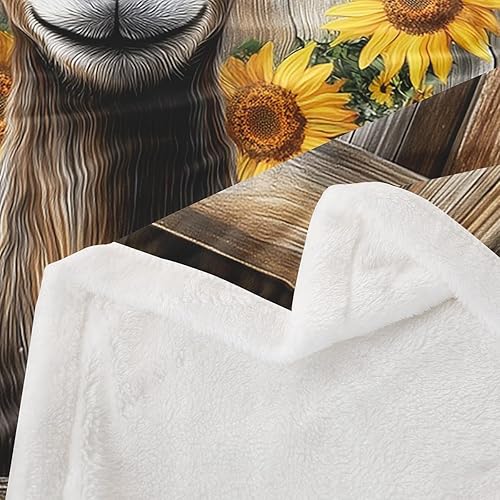 Miniatura 4 de Cute Deer Fleece Blanket,Blooming Sunflowers Plush Blanket for Kids Teens Boys Girls,Rustic Wildlife Animal Blanket for Sofa Bedroom Office Travel