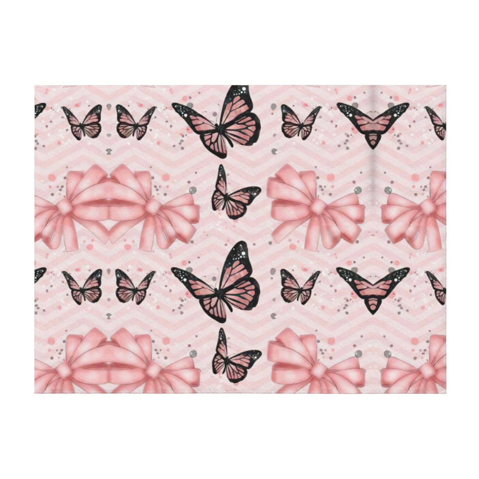 Couverture de lit thermorégulatrice en microfibre EdWal à motif papillon rose