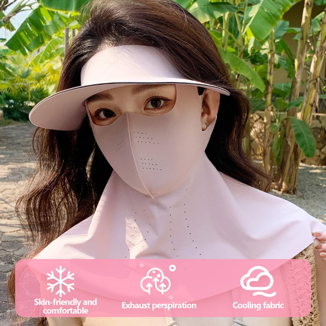 NHQZ Maschera Solare Integrale con Ghetta per il Collo,Protezione UV in Seta di Ghiaccio,UPF50+,Traspirante,per Guida Estiva,Protezione per il Collo,per Sport all'aria Aperta