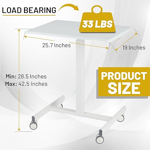 Miniatura 6 de NEWBULIG Escritorio de altura ajustable para laptop, mesa rodante móvil, podio para estaciones de trabajo de aula, sala de juegos, oficina en casa,