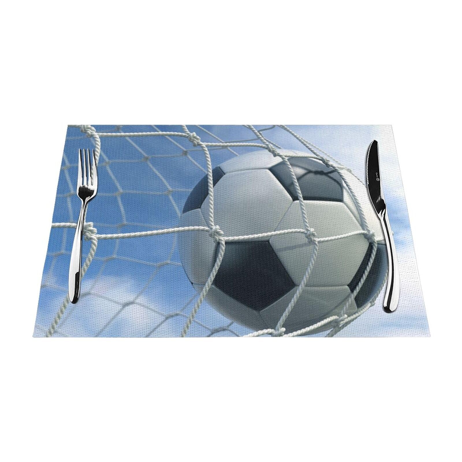 PVC Placemat Set of 1 PCS, 45x30 CM, Soccer Printed Non-Slip Heat Resistant Place Mats for Kitchen Dining Table Indoor Outdoor