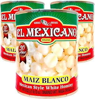 El Mexicano Pozole 822g (Pack of 3) – Mexican White Hominy Corn, Maiz Blanco for Pozole Soup & Traditional Mexican Cooking