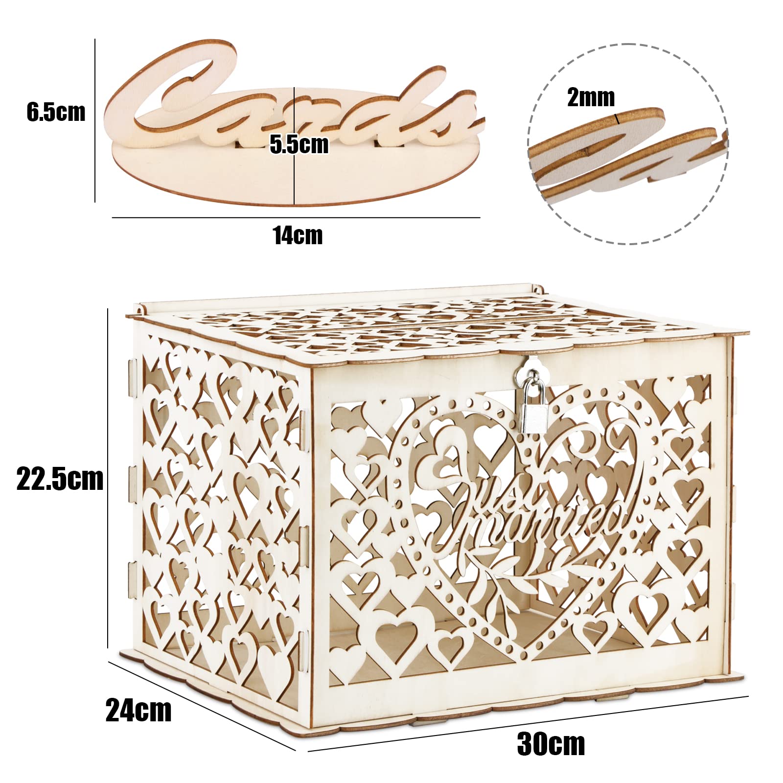Caja para Tarjetas de Boda Caja Dinero de Boda Regalos con Encaje Suministros Fiesta 22 * 24 * 30cm