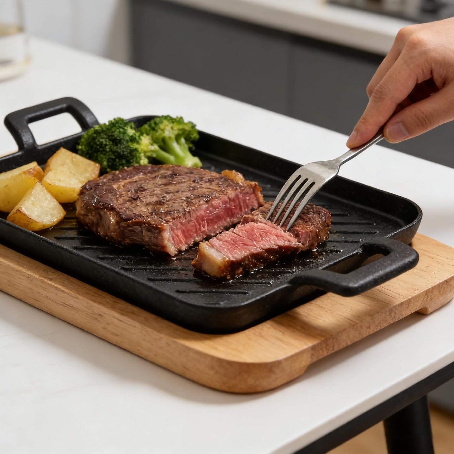 Cast Iron Grill Pan, Oven Grill Campfire Safe (9.8“ x 6.6")