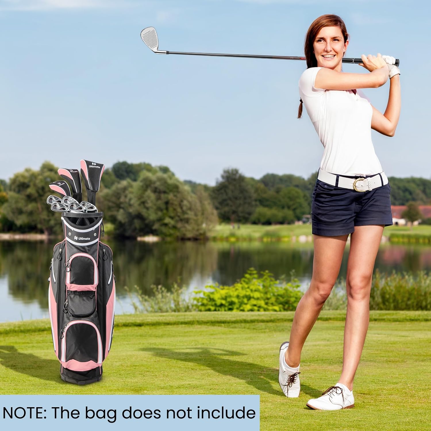 ULTIMATE Women's Complete Golf Club Set, 9/11pcs Right Handed Ladies Golf Clubs Set w/ 460cc Alloy Driver, #3 Fairway Wood, Hybrid, #6/#7/#8/#9/#P Irons & Putter