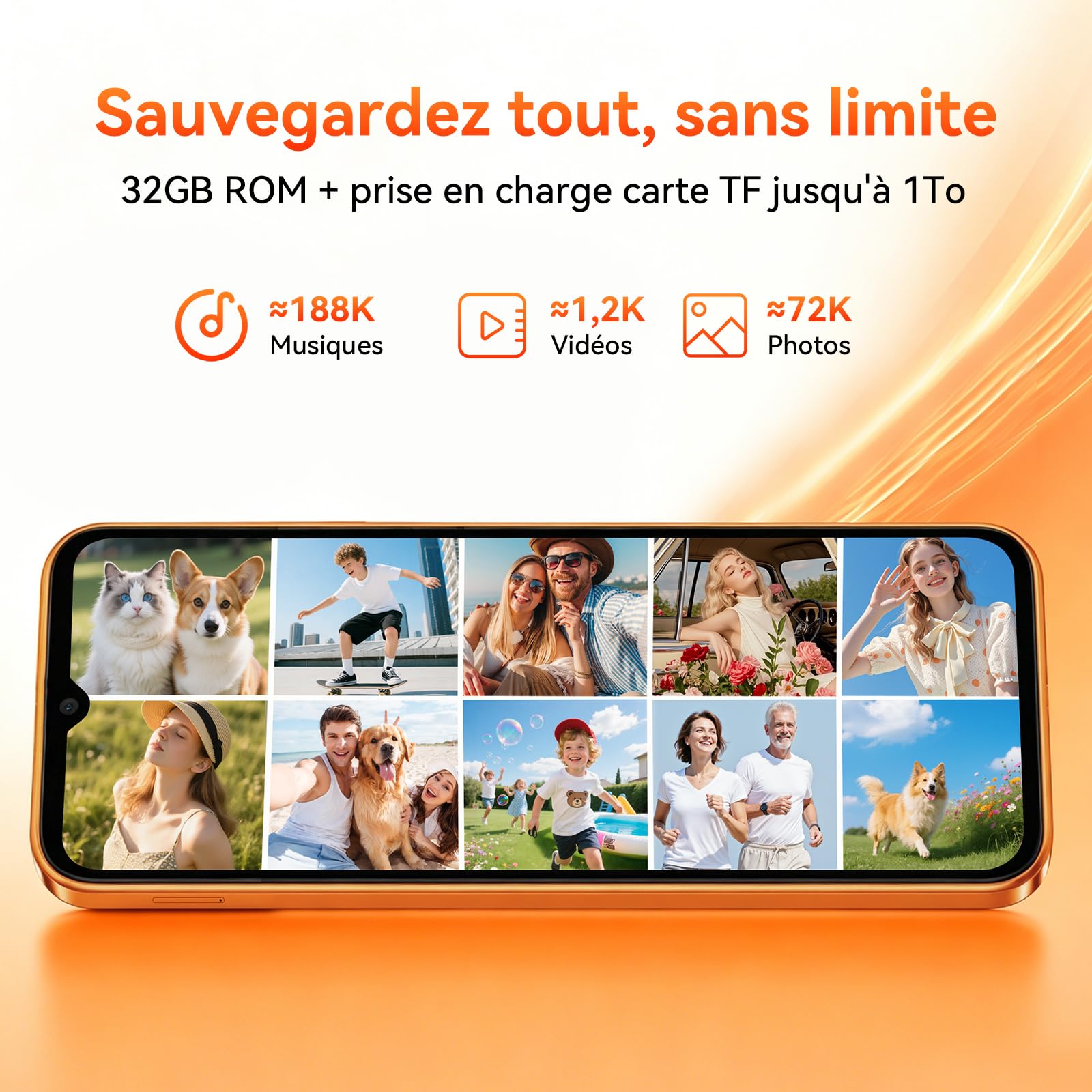 Blackview Wave 10C Telephone Portable 6,88" HD+, Smartphone Android 16, 16+32Go (ext 1To), Double SIM, 5000mAh, 32+13MP, Face ID/GPS/OTG, Compatible Orange, SFR, Bouygues, Free Mobile – Noir