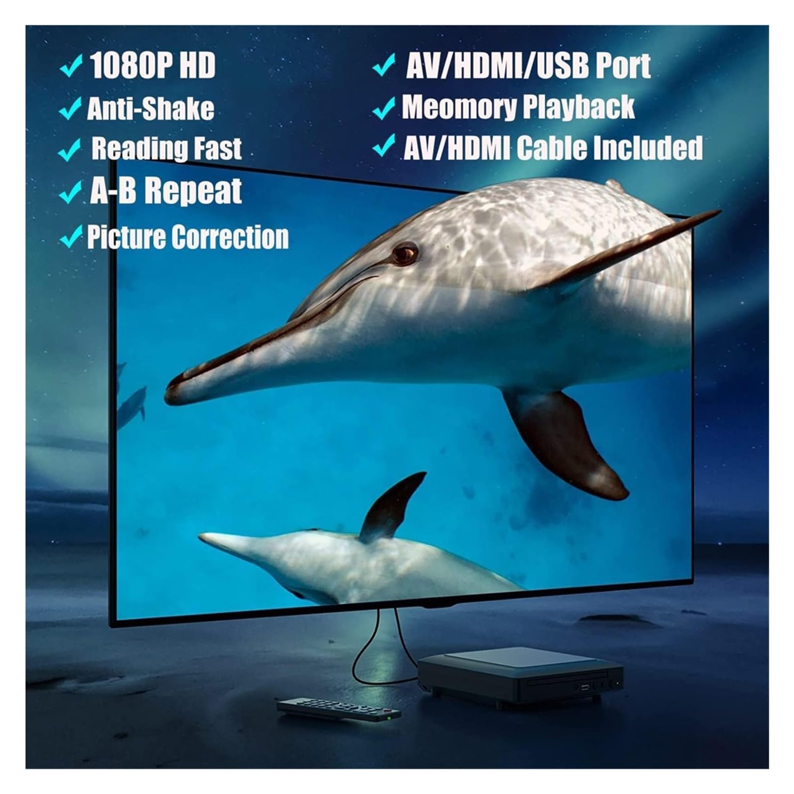 Amazon | ブルーレイプレーヤー ミニHD DVDプレーヤー HDMIおよびRCA
