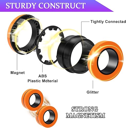 Vista 7 de Cevioce Paquete de 15 anillos magnéticos Fidget Toys Finger Spinner Pack