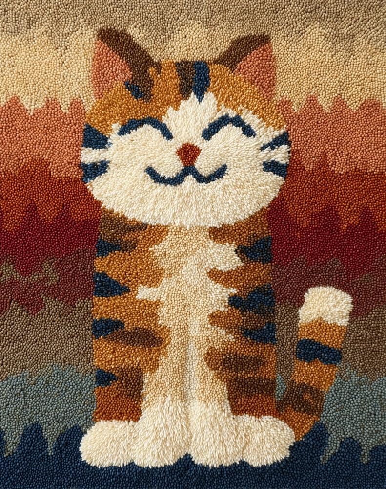 FWRTYCB Latch Hook Rug Kit,Tabby Cat