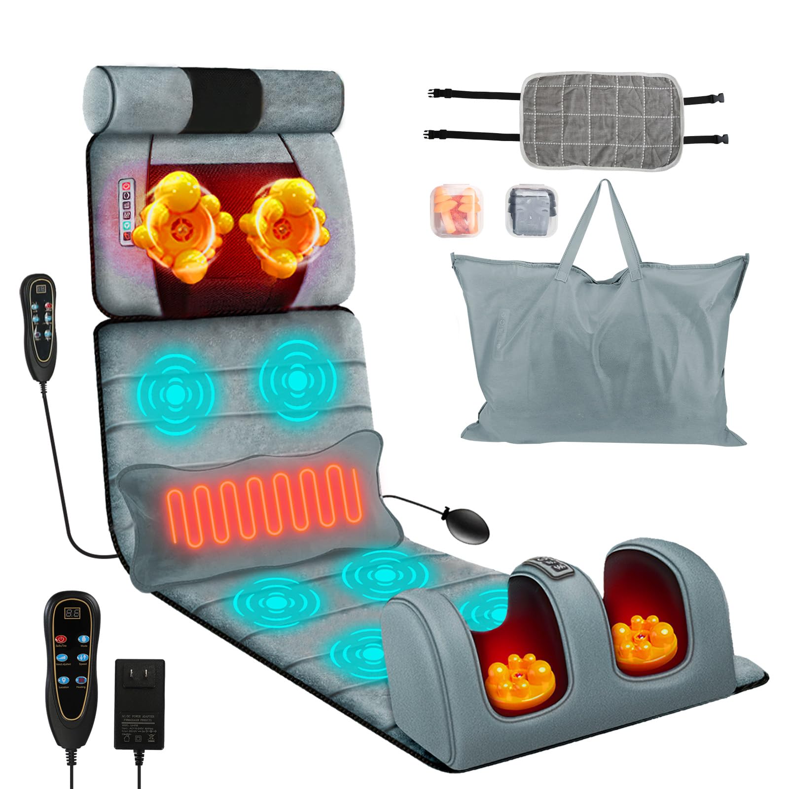 Moclever Full Body Massage Mat with Heat – Vibration Massage Pad for Back, Neck, Foot & Lumbar Support – Foldable Cushion Mattress with Timer & Adjustable Intensity for Home or Office Use