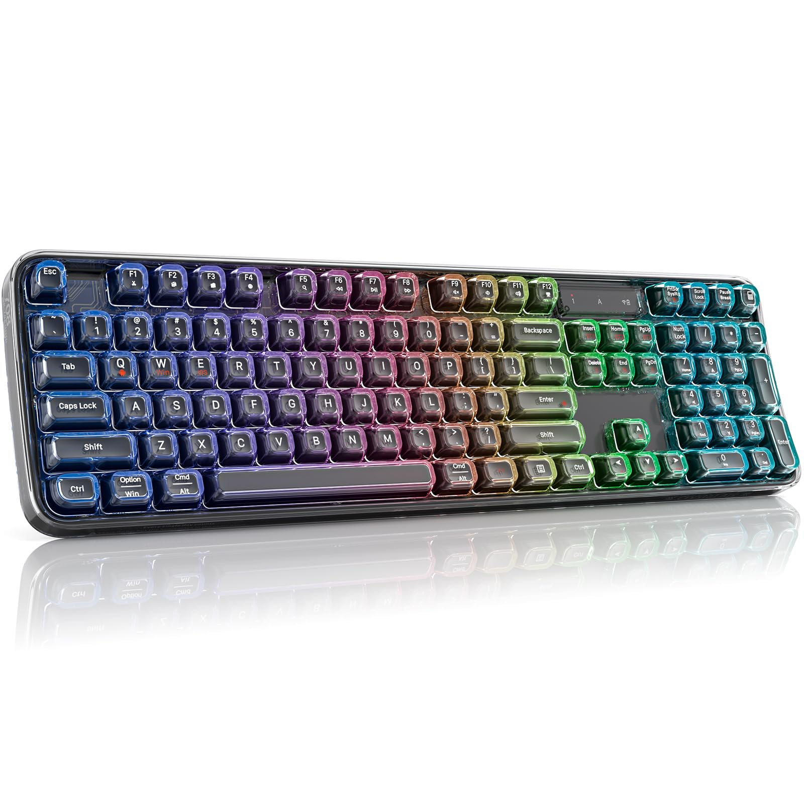 MOFII Clear Curved Ergonomic Wireless Keyboard, Tri-Mode BT5.0/2.4G/USB-C