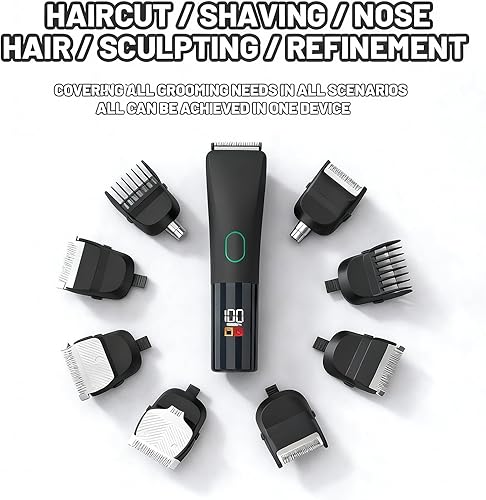 Miniatura 2 de Cortadora eléctrica de barba para hombres, kit de cortadora de pelo inalámbrica 5 en 1 con accesorios de aseo ajustables para bigote, cuerpo, pelo