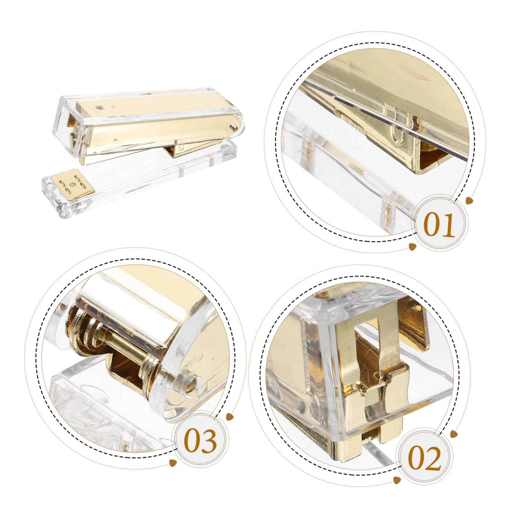 DOITOOL 3 Grapadoras De Oficina Staples Papelería Estética Acrílicas Doradas