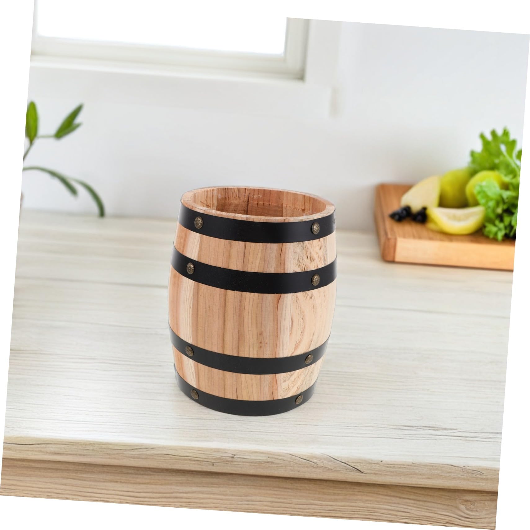 PartyKindom Porte-ustensiles Vintage en Bois, Tonneau 20cm pour Baguettes