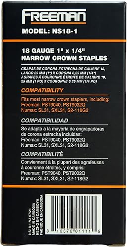 Miniatura 9 de Freeman NS18-125 - Grapas de corona estrecha con pegamento de calibre 18 de 14 de pulgada, 1-14 pulgadas de largo (1000 unidades)