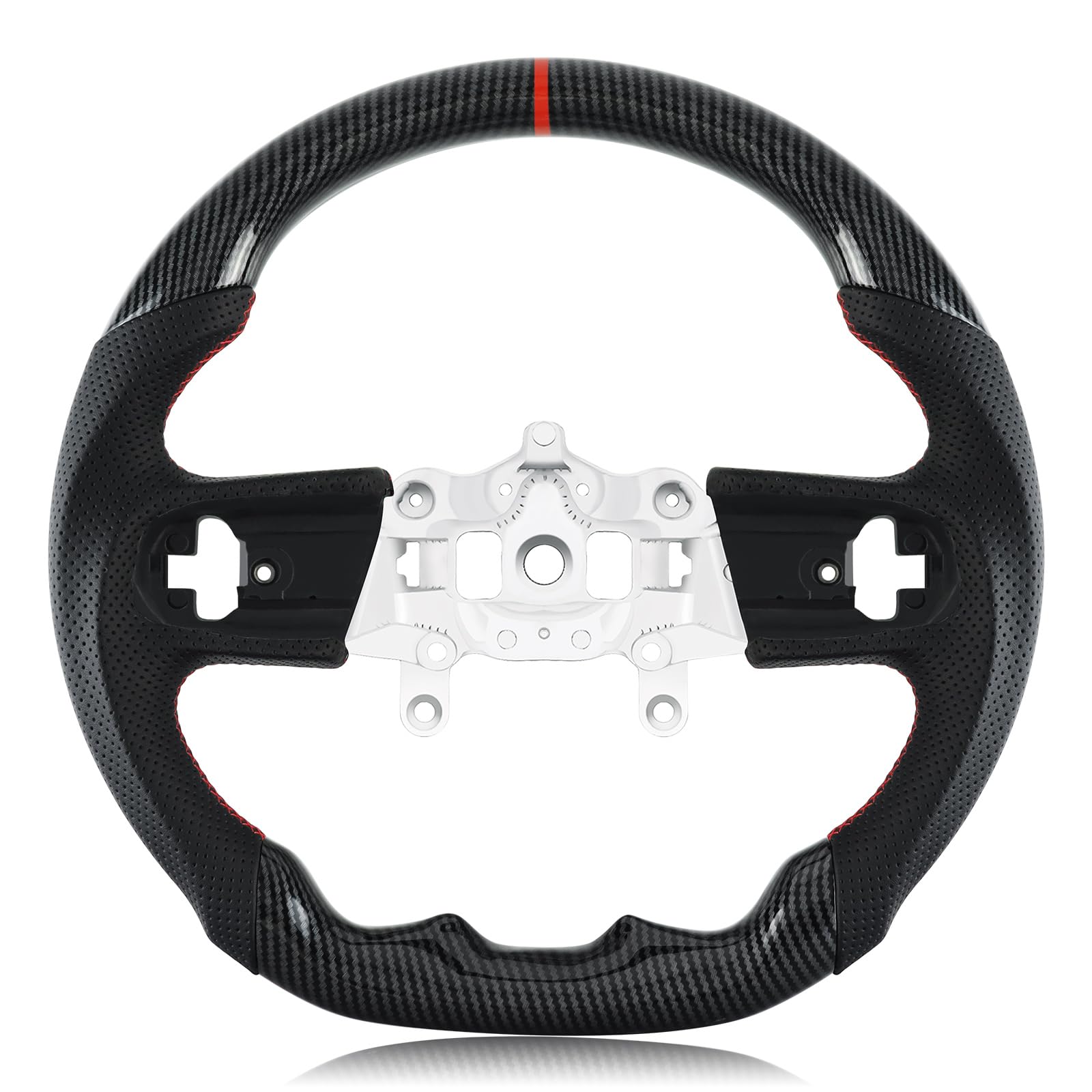 Dry Carbon Fiber Steering Wheel For Jeep Wrangler D-shaped With stitching Nappa Perforated Leather Flat-bottom Steering Wheel For Jeep Wrangler 2018-2023