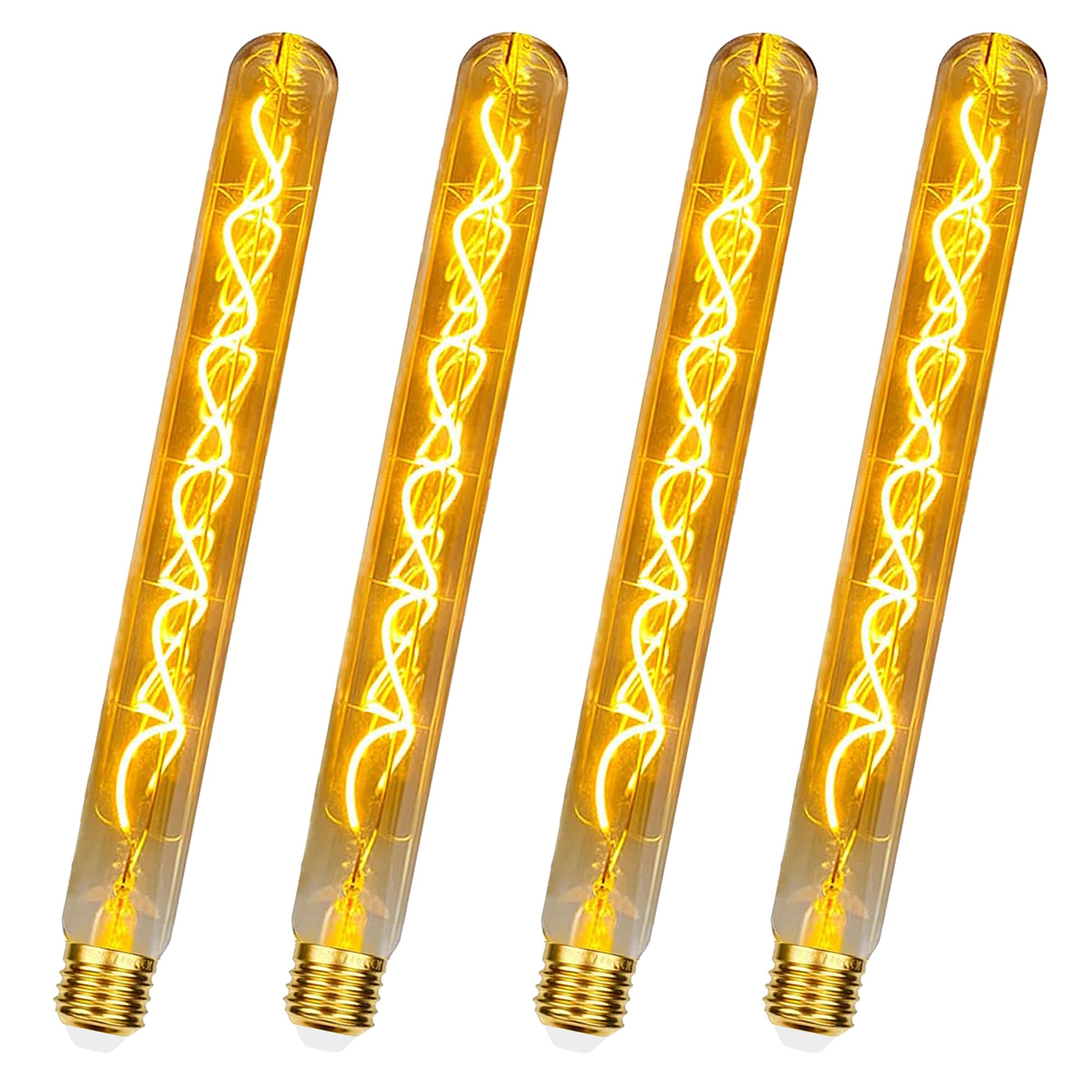 E27 LED Vintage Glühbirne, Edison Vintage Glühbirne E27 Dimmbar 4W LED Röhre in 300mm Länge, Retro Lampe Warmweiß Flötenrohr Ideal für Wandlampe,Steampunk-Lampen,Stehlampe - 4 Stück