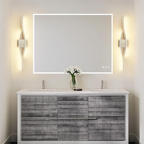 Miniatura 8 de Joossnwell Lámpara de tocador de baño, moderna lámpara de baño sobre espejo níquel cepillado 5CCT regulable LED barra de luz de tocador de baño de