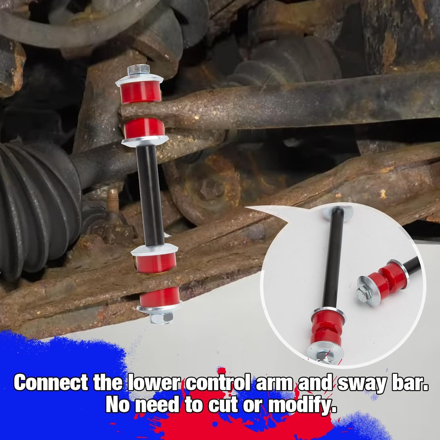KSP Aftermarket Sway Bar Link fit F150 F250, Front Stabilizer End Link Kits Compatible with Ford Expedition Navigator, PU Bushing Sway Bar End Link Replace OE#6L3Z5495A F65Z5495AC Factory link kit