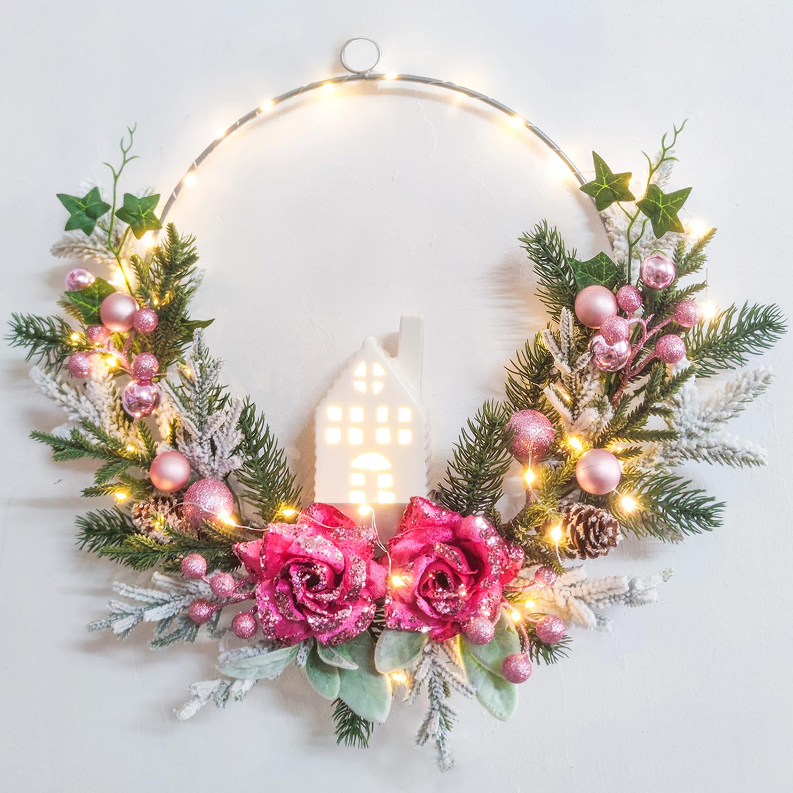 Amazon.com: Christmas Wreath Decor -18inch Pink Wreaths for Front