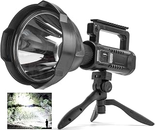 Rechargeable Spotlight, Super Bright 200000 Lumens Led Spot Lights Flashlight 8000 mAh Large Handheld Searchlight Long Lasting for Outdoor Hunting Boating Camping