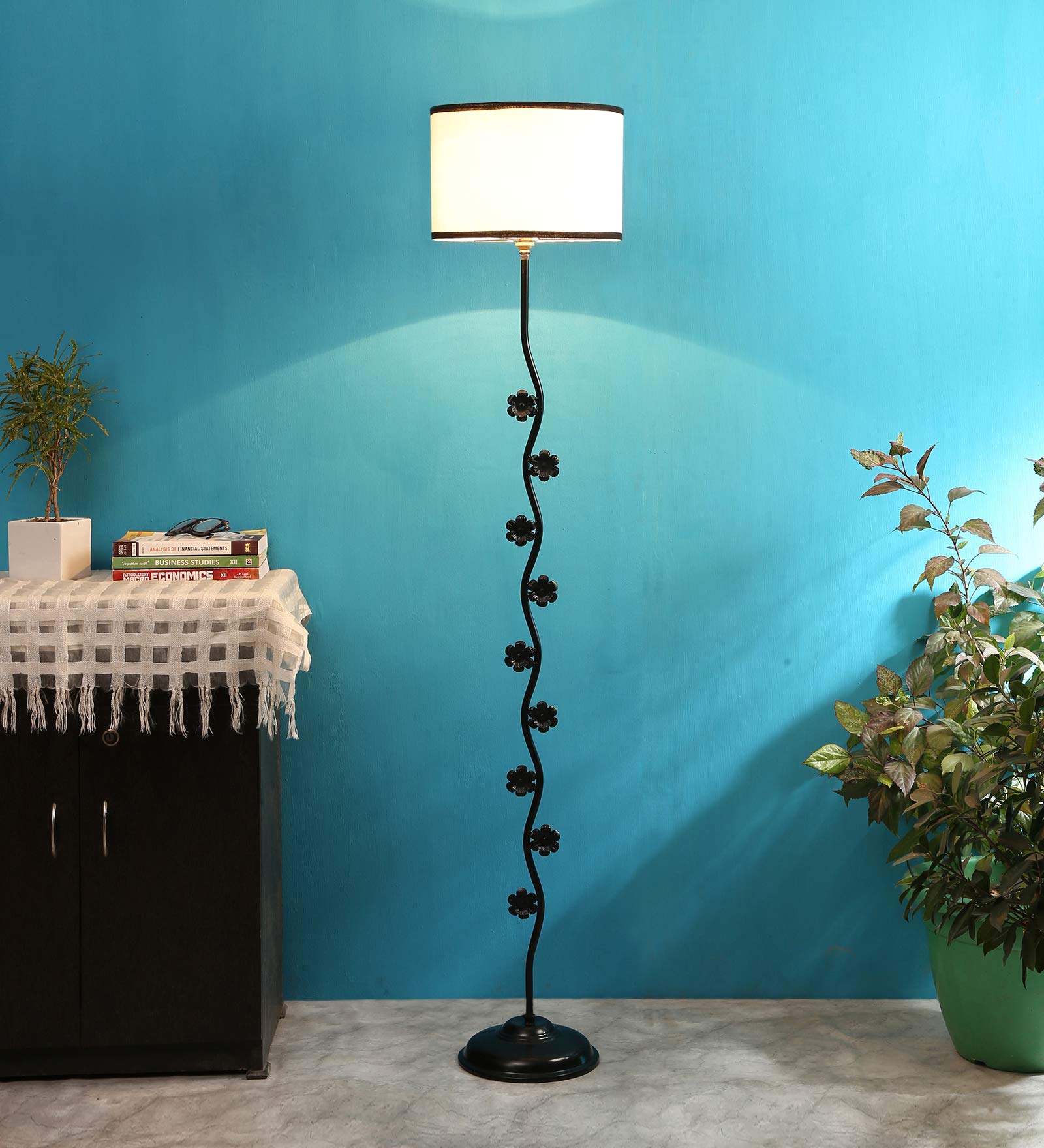 Devansh Hard Back Cotton Multi Color Designer Flower Iron Floor Standing Lamp (Multi)-picture-26