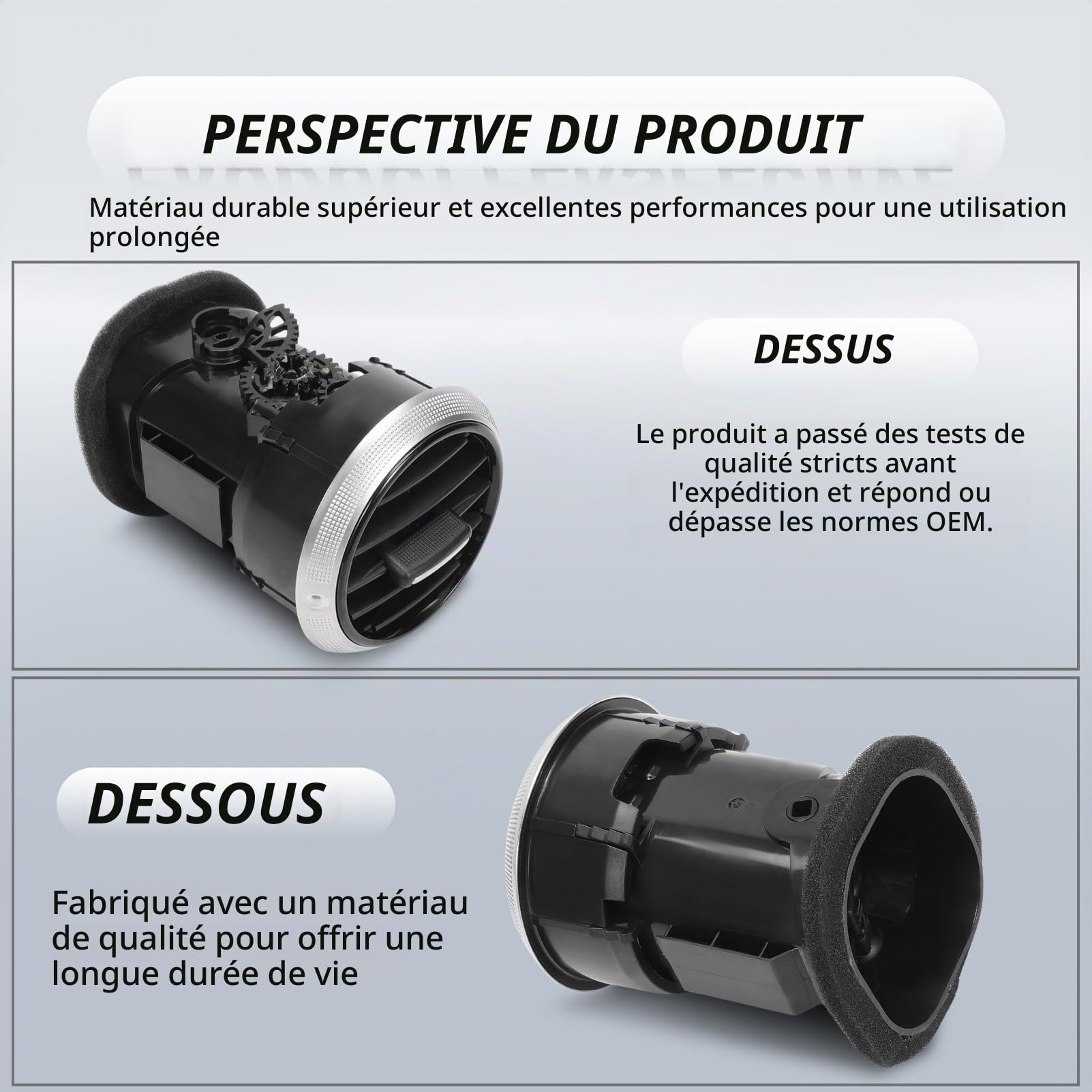 Grille d'aération pour A3 S3 8P 2008–2012, 8P0820901C | ABS chromé noir, Climatiseur, Grille de Chauffage, Grille Ventilation, Bouche Aeration, Tableau de Bord Avant