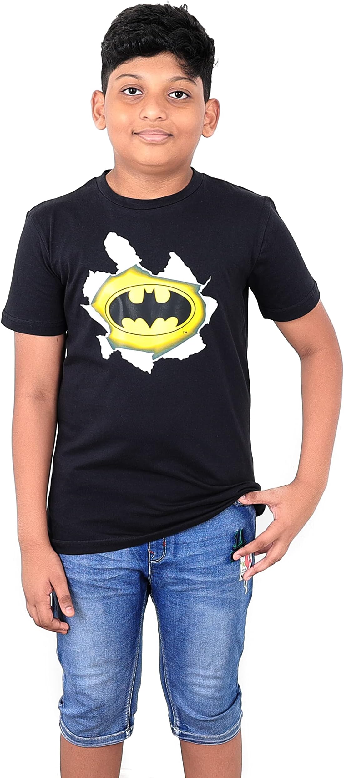 Unisex Kids WB Teen Basic Tee with sticker print Batman T-Shirt
