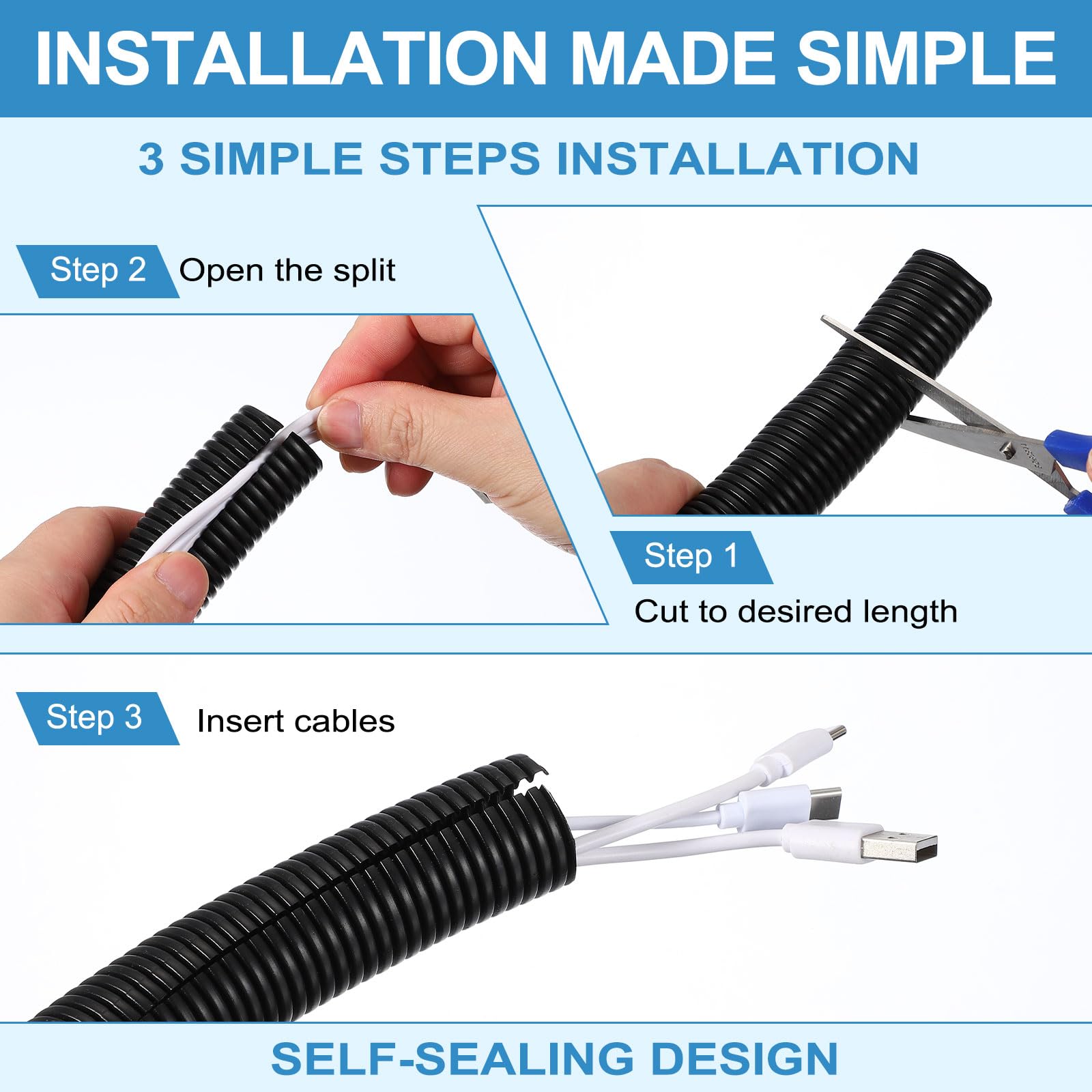 sourcing map Tubo per telaio a filo diviso, diametro interno 20 mm, lunghezza 30 m, resistente al calore e al freddo, in plastica, flessibile, protezione per cavi elettrici, grigio