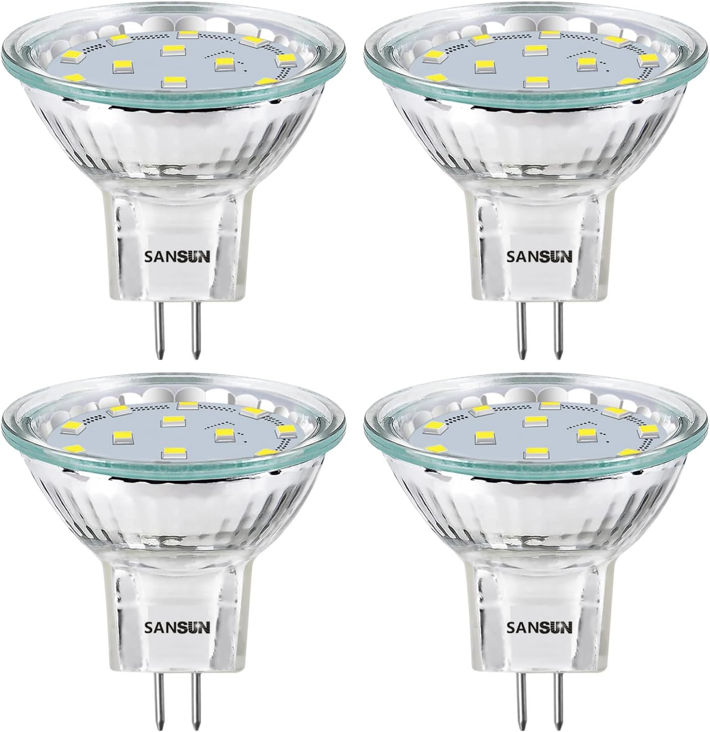3W MR11 LED Landscape Light Bulbs, Low Voltage 12V 20W Halogen Replacement for Outdoor Landscape Spotlight and Track Light, GU4 Bi-Pin Base, Daylight White 4000K, Non-Dimmable, (Pack of 4)